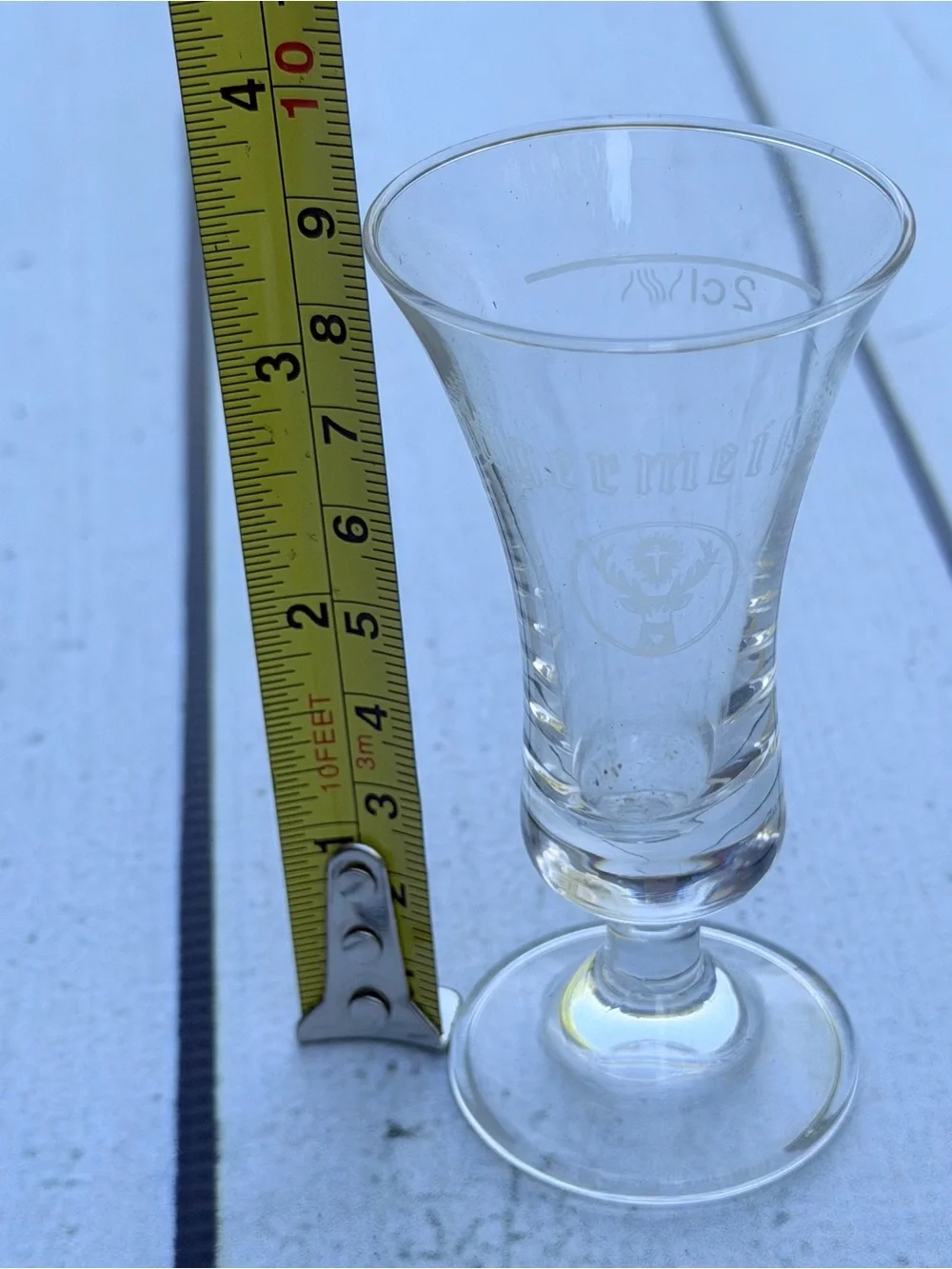 Vintage Jägermeister Stemmed Cordial Shot Glass - Etched Logo, 2cl